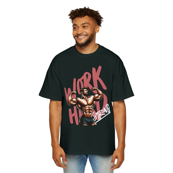 Heavy Oversized Tee – 'Work Hard, Stay Strong' Fitness Shirt - Plum - L - Heavy Oversized Tee – 'Work Hard, Stay Strong' Fitness Shirt - Tatoo Tee