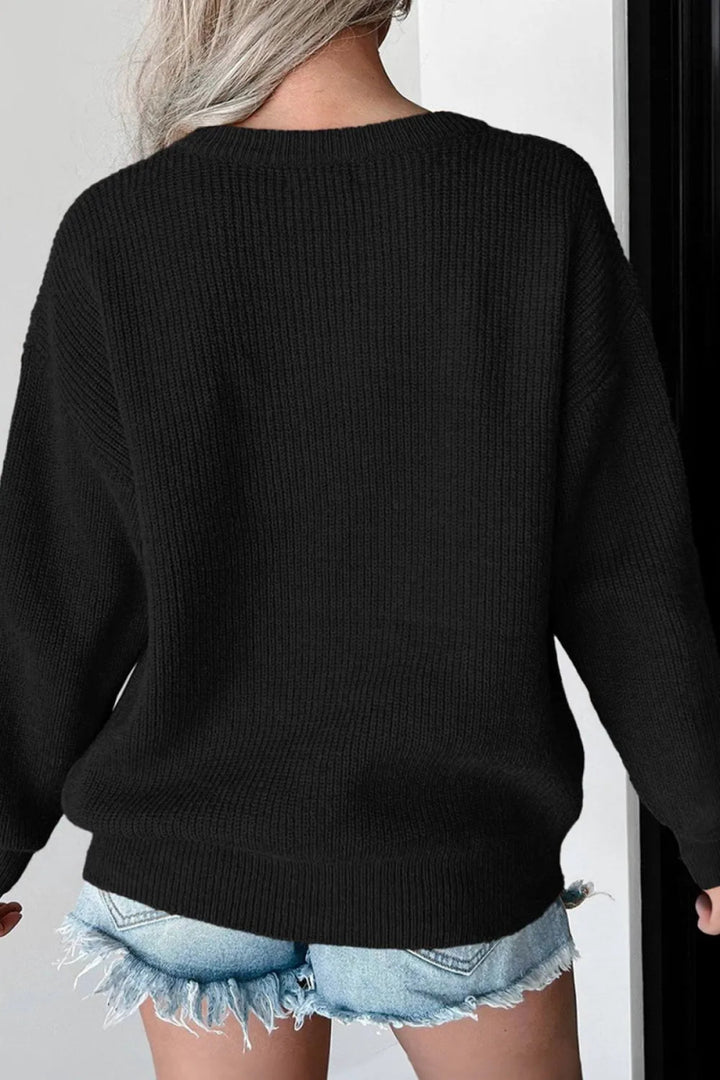 HELLO PUMPKIN Round Neck Long Sleeve Sweater - Black - S - 2748eaf3 - 20bf - 4c48 - b45c - 51e024d3e0f4 - Max - Tatoo Tee