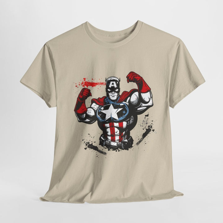Heroic Unisex Heavy Cotton Tee - Muscular Design for Comic Fans - Royal - S - Heroic Unisex Heavy Cotton Tee - Muscular Design for Comic Fans - Tatoo Tee