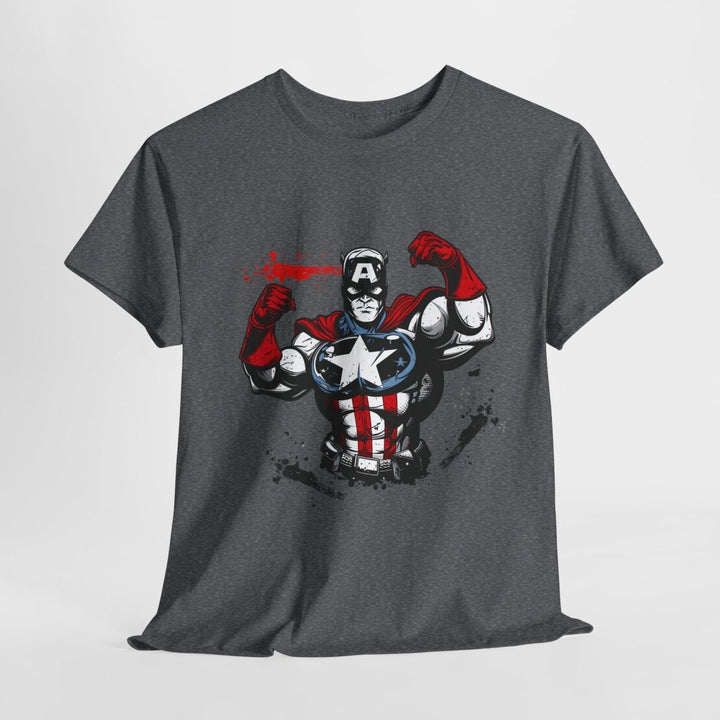 Heroic Unisex Heavy Cotton Tee - Muscular Design for Comic Fans - Royal - S - Heroic Unisex Heavy Cotton Tee - Muscular Design for Comic Fans - Tatoo Tee