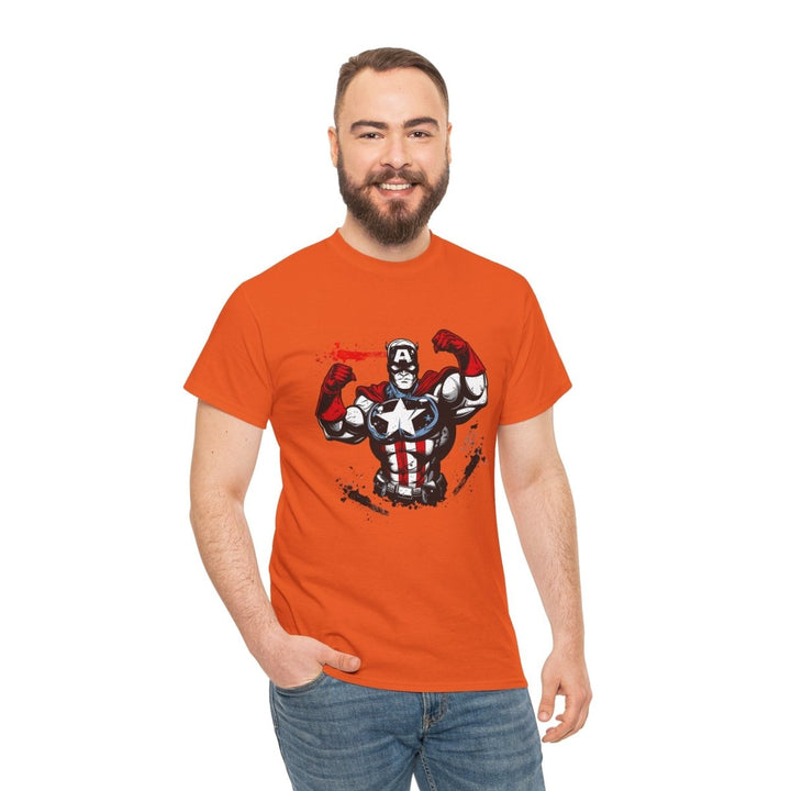 Heroic Unisex Heavy Cotton Tee - Muscular Design for Comic Fans - Royal - S - Heroic Unisex Heavy Cotton Tee - Muscular Design for Comic Fans - Tatoo Tee