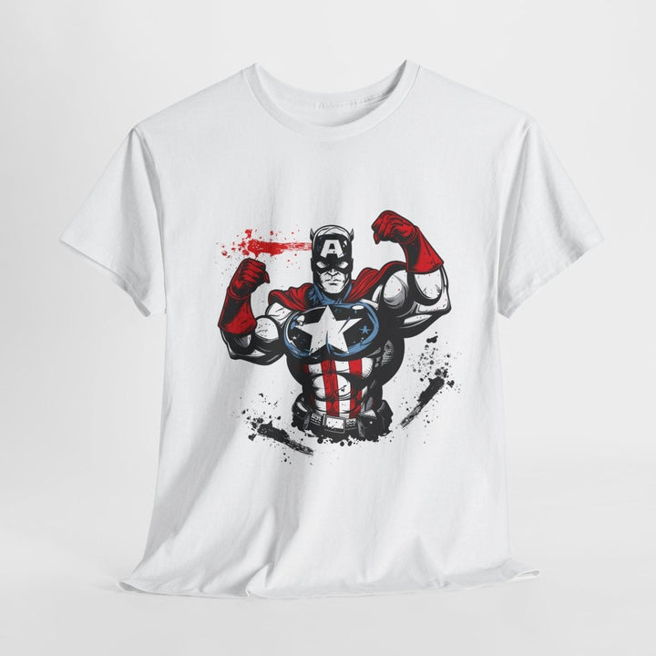 Heroic Unisex Heavy Cotton Tee - Muscular Design for Comic Fans - Royal - S - Heroic Unisex Heavy Cotton Tee - Muscular Design for Comic Fans - Tatoo Tee