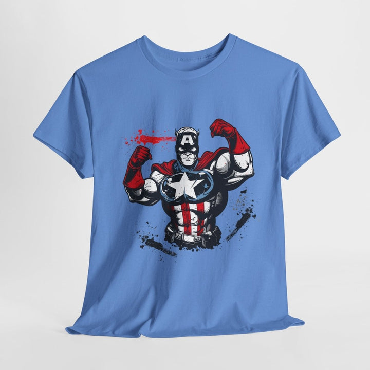 Heroic Unisex Heavy Cotton Tee - Muscular Design for Comic Fans - Royal - S - Heroic Unisex Heavy Cotton Tee - Muscular Design for Comic Fans - Tatoo Tee