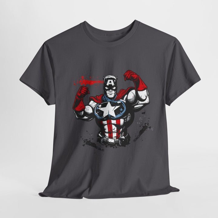 Heroic Unisex Heavy Cotton Tee - Muscular Design for Comic Fans - Royal - S - Heroic Unisex Heavy Cotton Tee - Muscular Design for Comic Fans - Tatoo Tee