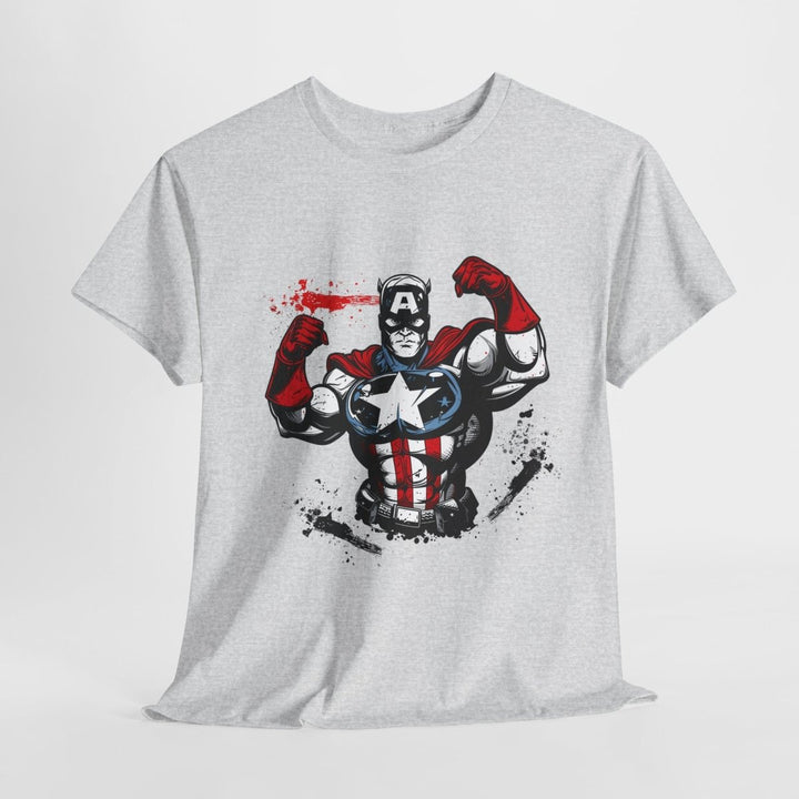 Heroic Unisex Heavy Cotton Tee - Muscular Design for Comic Fans - Royal - S - Heroic Unisex Heavy Cotton Tee - Muscular Design for Comic Fans - Tatoo Tee