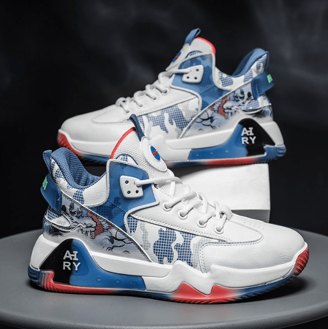 High top men shoes with breathable leather surface casual sports thick soles shoes trendy and versatile - Grayish blue - 39 - High top men shoes with breathable leather surface casual sports thick soles shoes trendy and versatile - Tatoo Tee