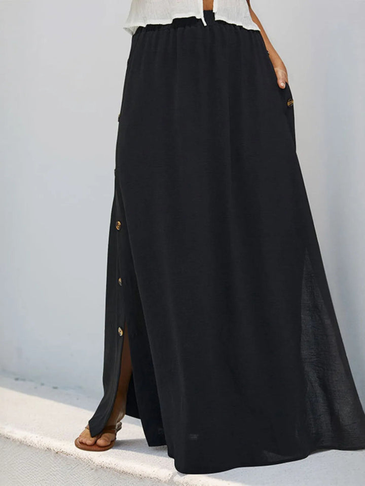 High Waist Maxi Skirt with Pockets - Black - S - ace58c23b77041c681e930412bafef2b - Max - Origin - Tatoo Tee