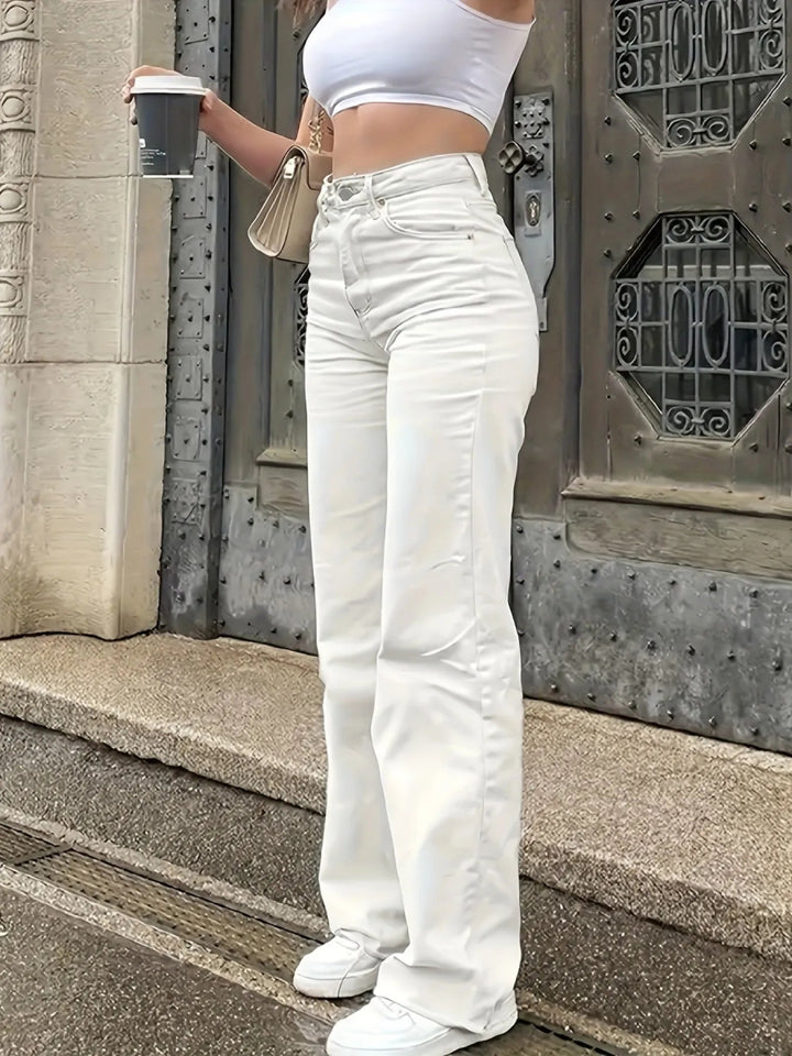 High - Waisted Wide Leg Jeans - White - XS - 55e0e19b9e43481880d2fc1a9a6fe6b2 - Max - Origin - Tatoo Tee