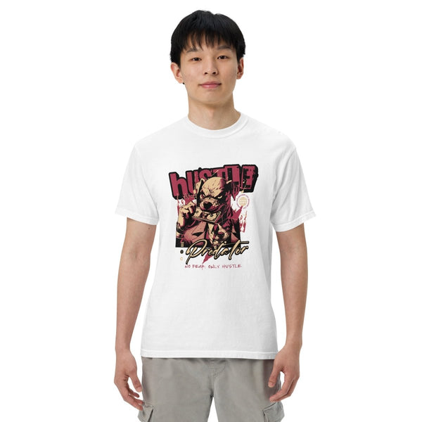 Hustle Predator Unisex garment - dyed heavyweight t-shirt - White - S - Product mockup - Tatoo Tee