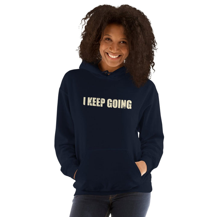 I Keep Going Unisex Hoodie - Navy - S - Product mockup - Tatoo Tee