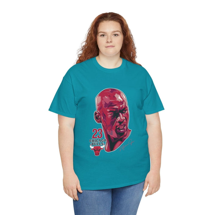 Iconic Michael Jordan Unisex Heavy Cotton Tee - Chicago Bulls Tribute Shirt - Tropical Blue - S - Iconic Michael Jordan Unisex Heavy Cotton Tee - Chicago Bulls Tribute Shirt - Tatoo Tee