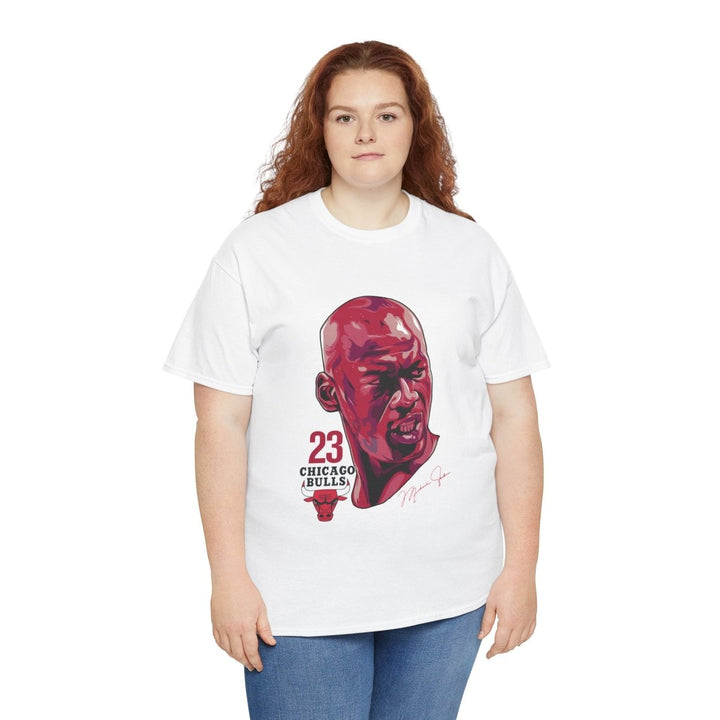 Iconic Michael Jordan Unisex Heavy Cotton Tee - Chicago Bulls Tribute Shirt - White - S - Iconic Michael Jordan Unisex Heavy Cotton Tee - Chicago Bulls Tribute Shirt - Tatoo Tee