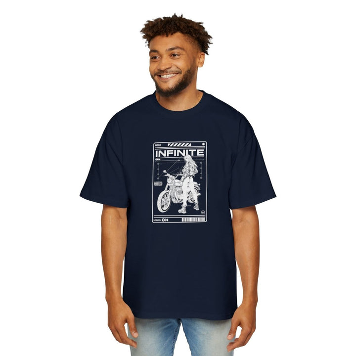 Infinite Motorcycle Graphic Oversized Tee - S - Midnight Blue - Infinite Motorcycle Graphic Oversized Tee - Tatoo Tee