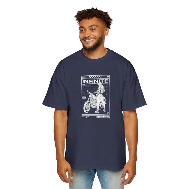 Infinite Motorcycle Graphic Oversized Tee - S - Midnight Blue - Infinite Motorcycle Graphic Oversized Tee - Tatoo Tee