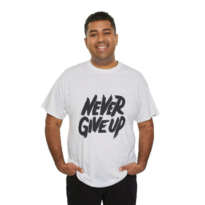 Inspiration 'Never Give Up' Unisex Heavy Cotton Tee - Red - S - Inspiration 'Never Give Up' Unisex Heavy Cotton Tee - Tatoo Tee