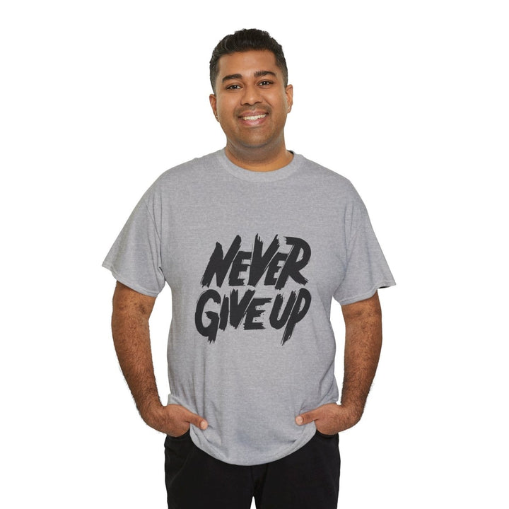 Inspiration 'Never Give Up' Unisex Heavy Cotton Tee - Red - S - Inspiration 'Never Give Up' Unisex Heavy Cotton Tee - Tatoo Tee