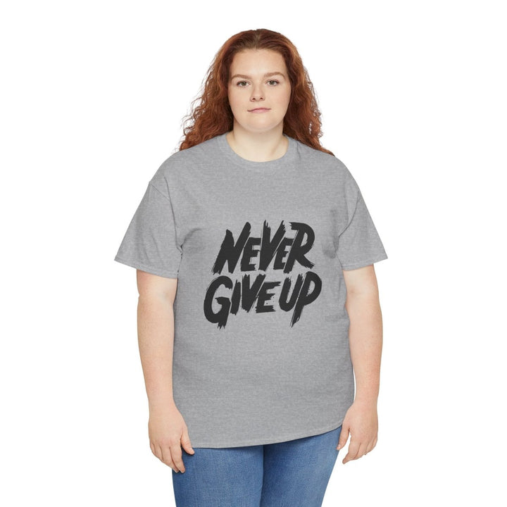 Inspiration 'Never Give Up' Unisex Heavy Cotton Tee - Sport Grey - S - Inspiration 'Never Give Up' Unisex Heavy Cotton Tee - Tatoo Tee