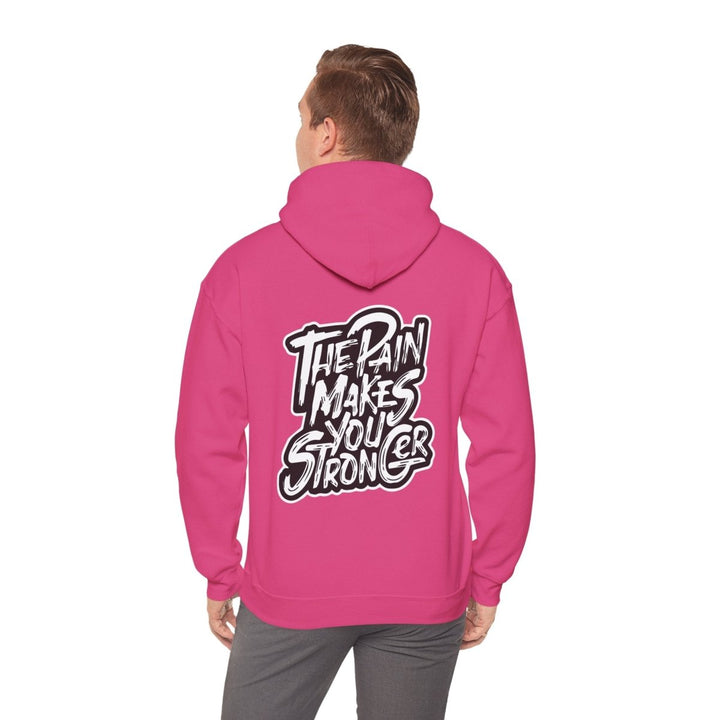 Inspirational Hoodie - "The Pain Makes You Stronger" Unisex Heavy Blend Sweatshirt - Heliconia - S - Inspirational Hoodie - "The Pain Makes You Stronger" Unisex Heavy Blend Sweatshirt - Tatoo Tee