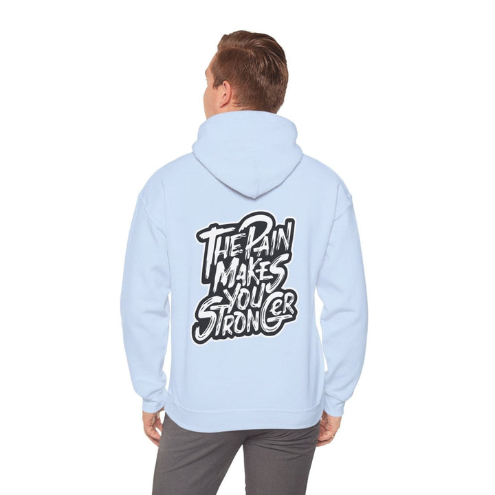 Inspirational Hoodie - "The Pain Makes You Stronger" Unisex Heavy Blend Sweatshirt - Light Blue - S - Inspirational Hoodie - "The Pain Makes You Stronger" Unisex Heavy Blend Sweatshirt - Tatoo Tee