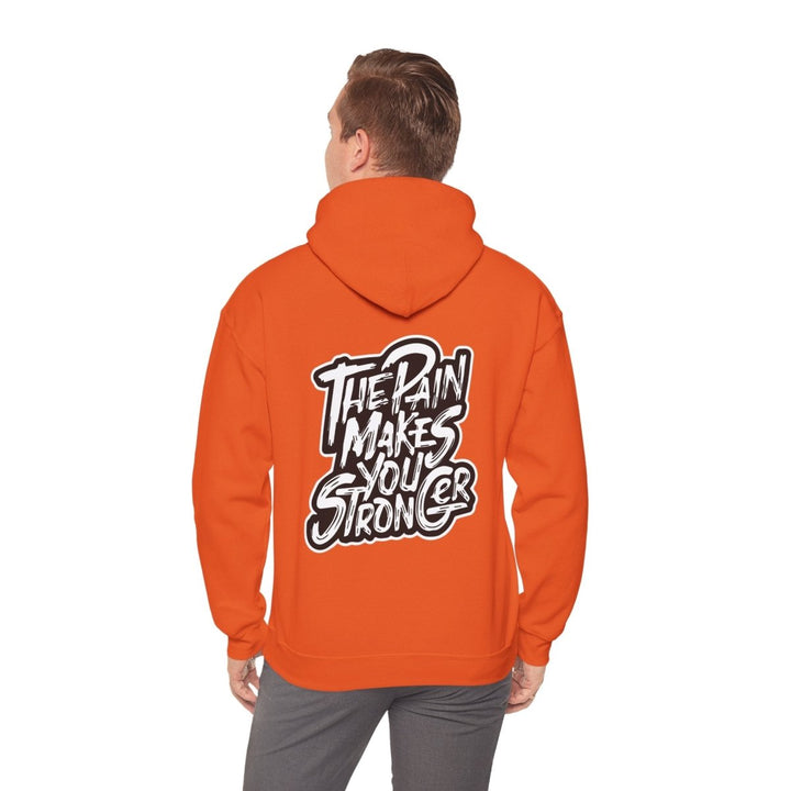 Inspirational Hoodie - "The Pain Makes You Stronger" Unisex Heavy Blend Sweatshirt - Orange - S - Inspirational Hoodie - "The Pain Makes You Stronger" Unisex Heavy Blend Sweatshirt - Tatoo Tee