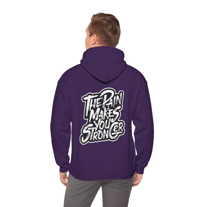 Inspirational Hoodie - "The Pain Makes You Stronger" Unisex Heavy Blend Sweatshirt - Purple - S - Inspirational Hoodie - "The Pain Makes You Stronger" Unisex Heavy Blend Sweatshirt - Tatoo Tee