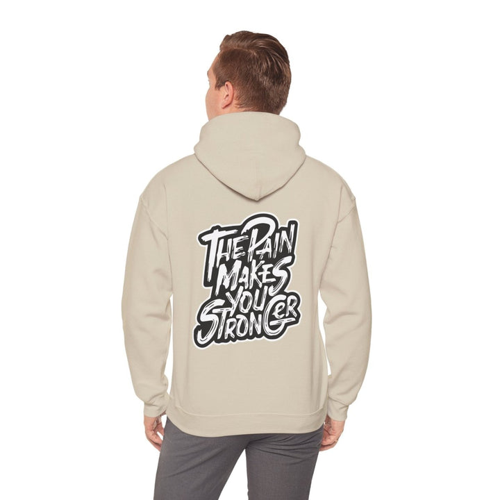 Inspirational Hoodie - "The Pain Makes You Stronger" Unisex Heavy Blend Sweatshirt - Sand - S - Inspirational Hoodie - "The Pain Makes You Stronger" Unisex Heavy Blend Sweatshirt - Tatoo Tee
