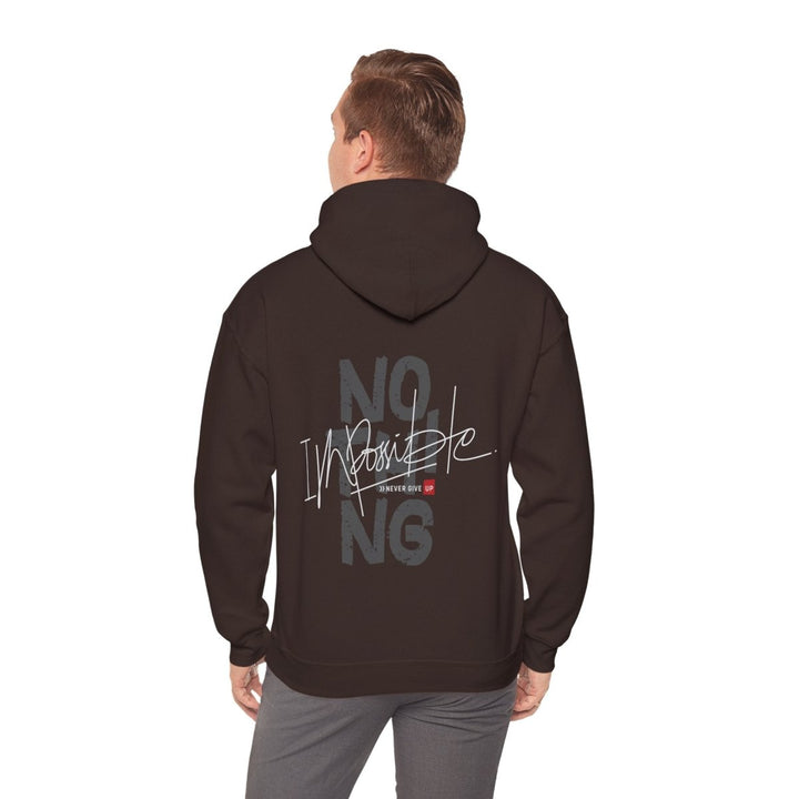 Inspirational Message Hoodie - Unisex Heavy Blend™ | 'Nothing Is Impossible' Design - Dark Chocolate - S - Inspirational Message Hoodie - Unisex Heavy Blend™ | 'Nothing Is Impossible' Design - Tatoo Tee