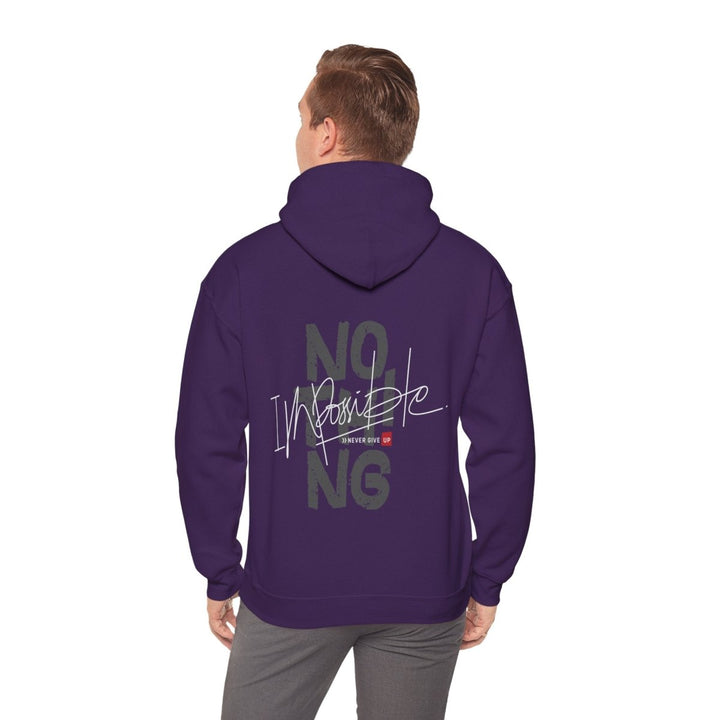 Inspirational Message Hoodie - Unisex Heavy Blend™ | 'Nothing Is Impossible' Design - Purple - S - Inspirational Message Hoodie - Unisex Heavy Blend™ | 'Nothing Is Impossible' Design - Tatoo Tee