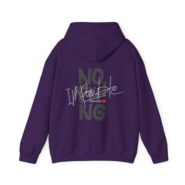 Inspirational Message Hoodie - Unisex Heavy Blend™ | 'Nothing Is Impossible' Design - Purple - S - Inspirational Message Hoodie - Unisex Heavy Blend™ | 'Nothing Is Impossible' Design - Tatoo Tee