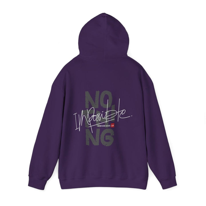 Inspirational Message Hoodie - Unisex Heavy Blend™ | 'Nothing Is Impossible' Design - Purple - S - Inspirational Message Hoodie - Unisex Heavy Blend™ | 'Nothing Is Impossible' Design - Tatoo Tee