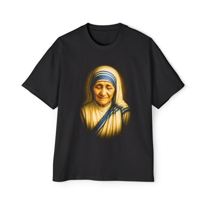 Inspirational Oversized Tee with Mother Teresa Design, Casual T-Shirt - S - Black - Inspirational Oversized Tee with Mother Teresa Design, Casual T-Shirt - Tatoo Tee