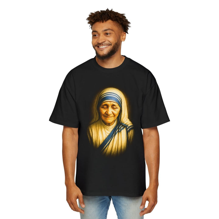 Inspirational Oversized Tee with Mother Teresa Design, Casual T-Shirt - S - Black - Inspirational Oversized Tee with Mother Teresa Design, Casual T-Shirt - Tatoo Tee
