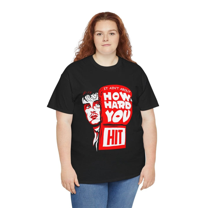 Inspirational Unisex Heavy Cotton Tee - "It Ain't About How Hard You Hit" - Black - S - Inspirational Unisex Heavy Cotton Tee - "It Ain't About How Hard You Hit" - Tatoo Tee