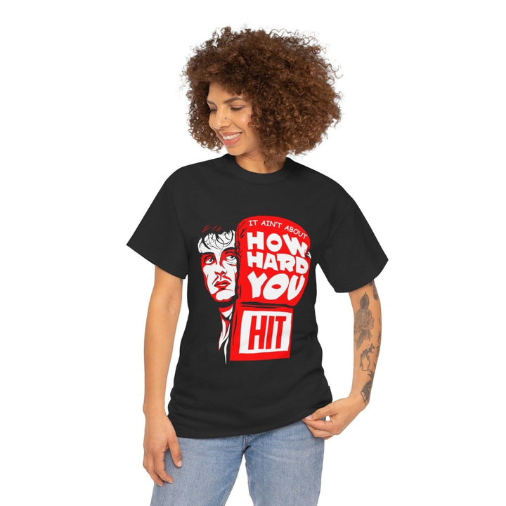 Inspirational Unisex Heavy Cotton Tee - "It Ain't About How Hard You Hit" - Black - S - Inspirational Unisex Heavy Cotton Tee - "It Ain't About How Hard You Hit" - Tatoo Tee