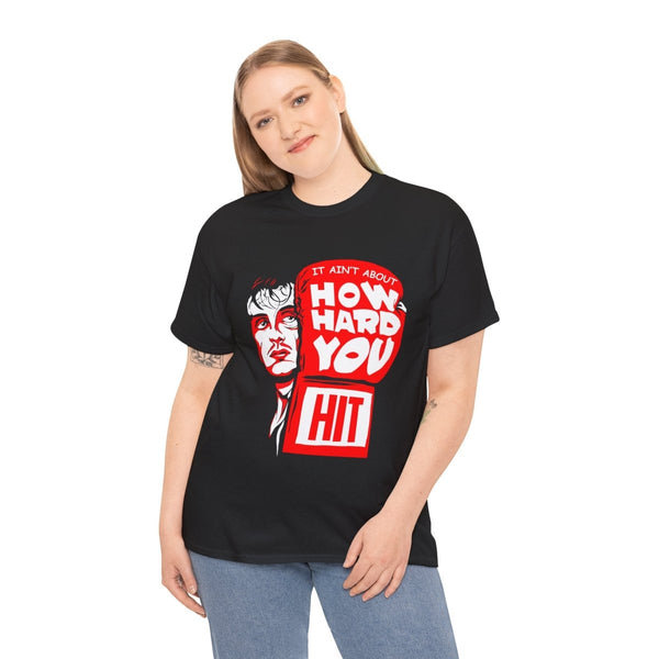 Inspirational Unisex Heavy Cotton Tee - "It Ain't About How Hard You Hit" - Black - S - Inspirational Unisex Heavy Cotton Tee - "It Ain't About How Hard You Hit" - Tatoo Tee