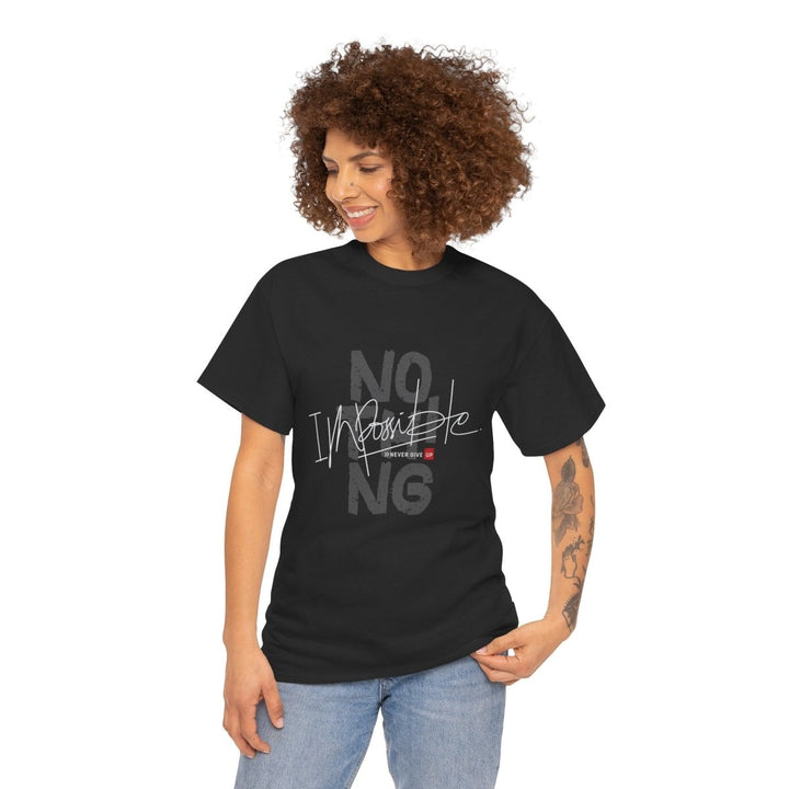 Inspirational Unisex Heavy Cotton Tee - 'Nothing is Impossible' Graphic Shirt - Black - S - Inspirational Unisex Heavy Cotton Tee - 'Nothing is Impossible' Graphic Shirt - Tatoo Tee
