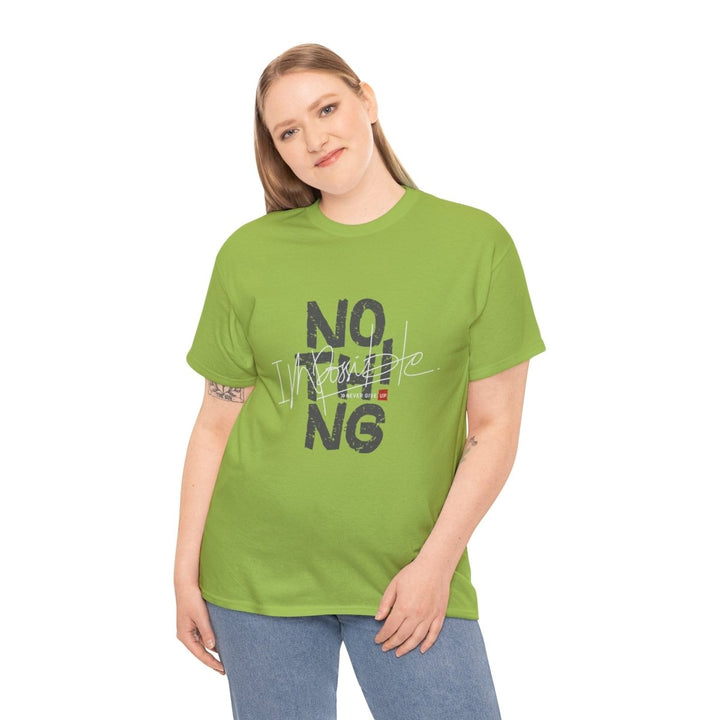 Inspirational Unisex Heavy Cotton Tee - 'Nothing is Impossible' Graphic Shirt - Navy - S - Inspirational Unisex Heavy Cotton Tee - 'Nothing is Impossible' Graphic Shirt - Tatoo Tee