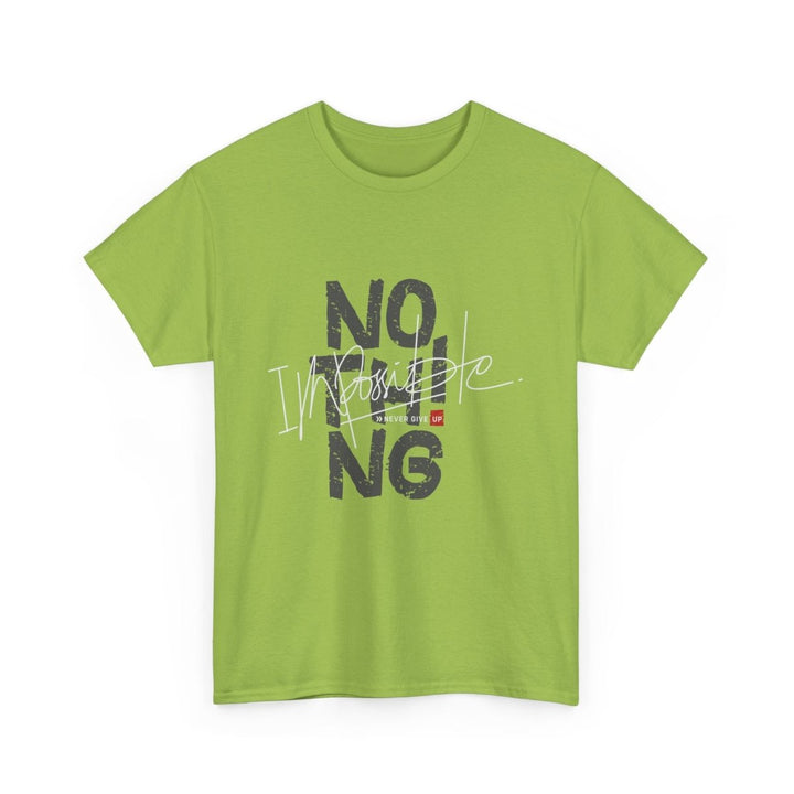 Inspirational Unisex Heavy Cotton Tee - 'Nothing is Impossible' Graphic Shirt - Navy - S - Inspirational Unisex Heavy Cotton Tee - 'Nothing is Impossible' Graphic Shirt - Tatoo Tee