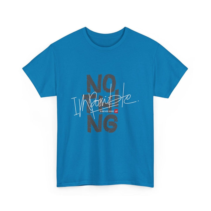 Inspirational Unisex Heavy Cotton Tee - 'Nothing is Impossible' Graphic Shirt - Navy - S - Inspirational Unisex Heavy Cotton Tee - 'Nothing is Impossible' Graphic Shirt - Tatoo Tee