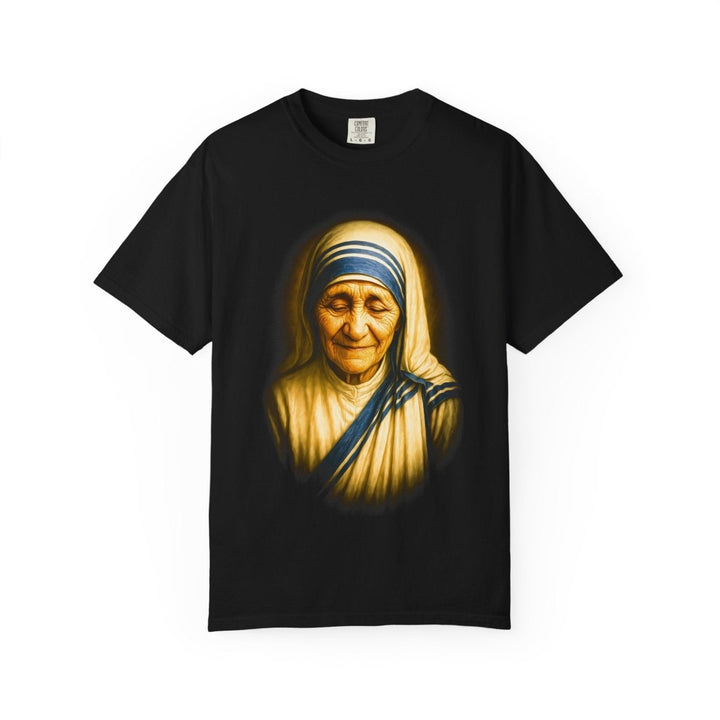 Inspirational Unisex T-shirt with Mother Teresa Design - Black - S - Inspirational Unisex T-shirt with Mother Teresa Design - Tatoo Tee