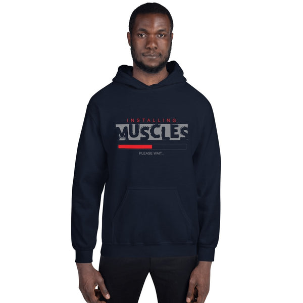 Installing Muscles Unisex Hoodie - Navy - S - Product mockup - Tatoo Tee