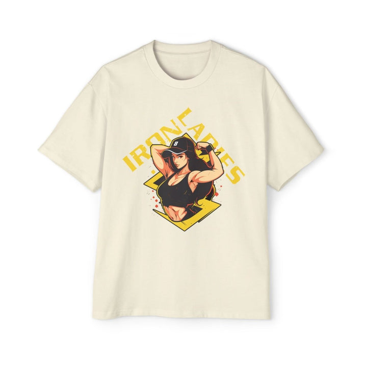 Iron Ladies Oversized Tee - Empowering Graphic Shirt for Fitness Enthusiasts - Butter - S - Iron Ladies Oversized Tee - Empowering Graphic Shirt for Fitness Enthusiasts - Tatoo Tee