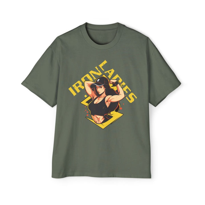 Iron Ladies Oversized Tee - Empowering Graphic Shirt for Fitness Enthusiasts - Cypress - S - Iron Ladies Oversized Tee - Empowering Graphic Shirt for Fitness Enthusiasts - Tatoo Tee