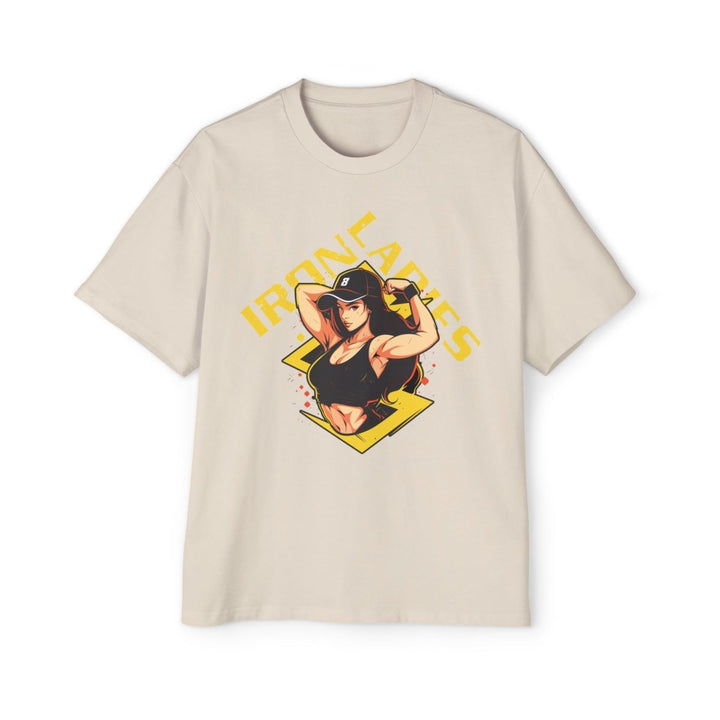 Iron Ladies Oversized Tee - Empowering Graphic Shirt for Fitness Enthusiasts - Ecru - S - Iron Ladies Oversized Tee - Empowering Graphic Shirt for Fitness Enthusiasts - Tatoo Tee
