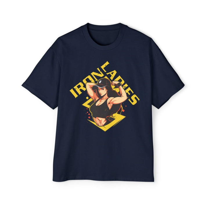 Iron Ladies Oversized Tee - Empowering Graphic Shirt for Fitness Enthusiasts - Navy - S - Iron Ladies Oversized Tee - Empowering Graphic Shirt for Fitness Enthusiasts - Tatoo Tee
