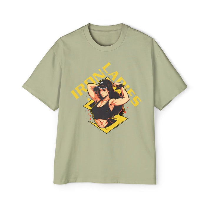 Iron Ladies Oversized Tee - Empowering Graphic Shirt for Fitness Enthusiasts - Pistachio - S - Iron Ladies Oversized Tee - Empowering Graphic Shirt for Fitness Enthusiasts - Tatoo Tee