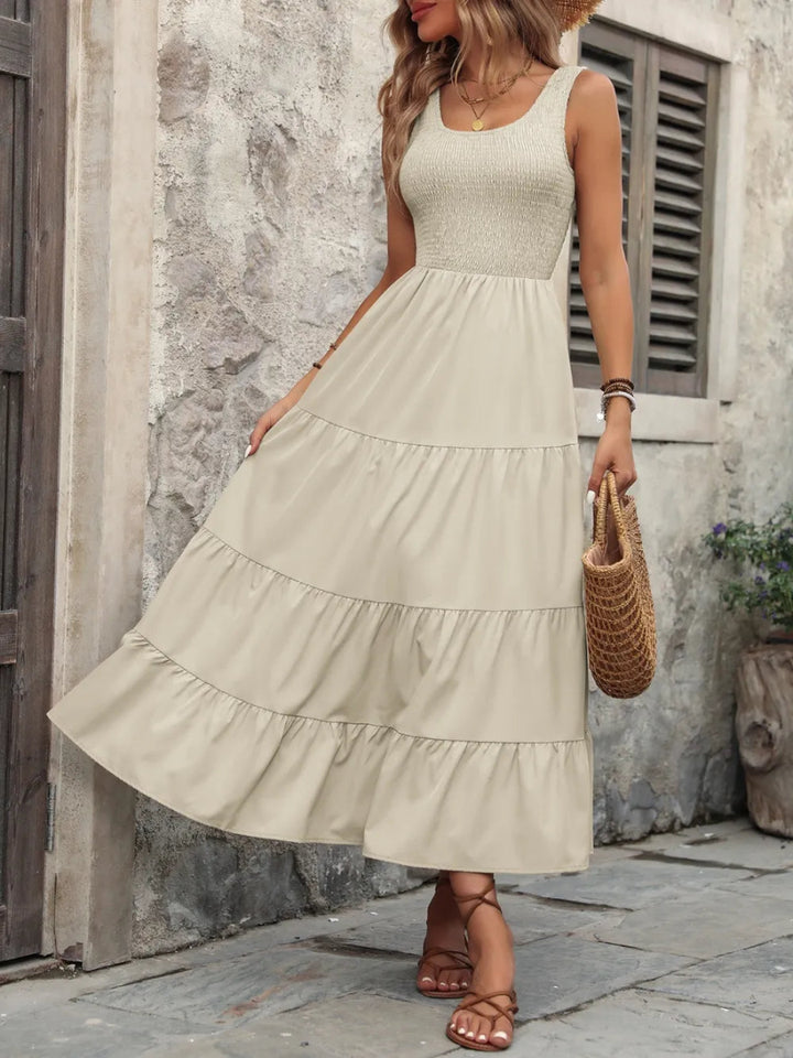 Ivy Lane Smocked Scoop Neck Sleeveless Tank Dress - Beige - S - 52db16f7 - a558 - 4399 - 9657 - 06881d7db7ff - Max - Tatoo Tee