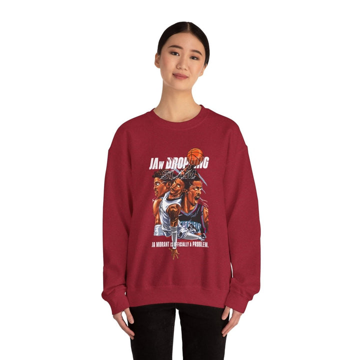 Ja Morant Slam Dunk Unisex Sweatshirt - S - Antique Cherry Red - Ja Morant Slam Dunk Unisex Sweatshirt - Tatoo Tee