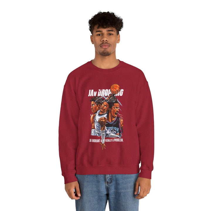 Ja Morant Slam Dunk Unisex Sweatshirt - S - Antique Cherry Red - Ja Morant Slam Dunk Unisex Sweatshirt - Tatoo Tee