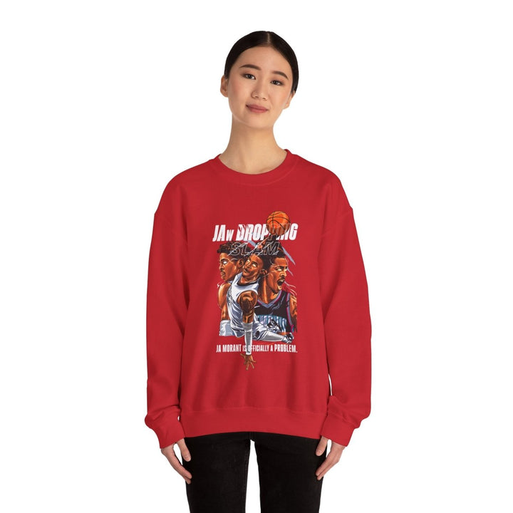Ja Morant Slam Dunk Unisex Sweatshirt - S - Antique Cherry Red - Ja Morant Slam Dunk Unisex Sweatshirt - Tatoo Tee